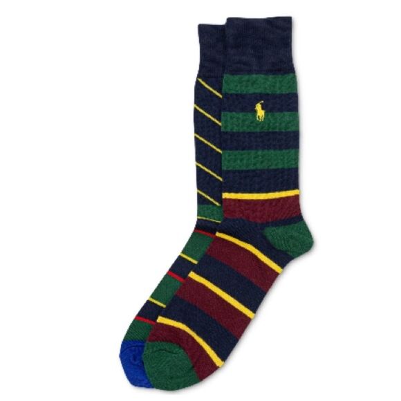 Polo by Ralph Lauren Men's Mismatch Stripes Crew Socks - Multi, Size 10-13, NWT - Picture 7 of 7